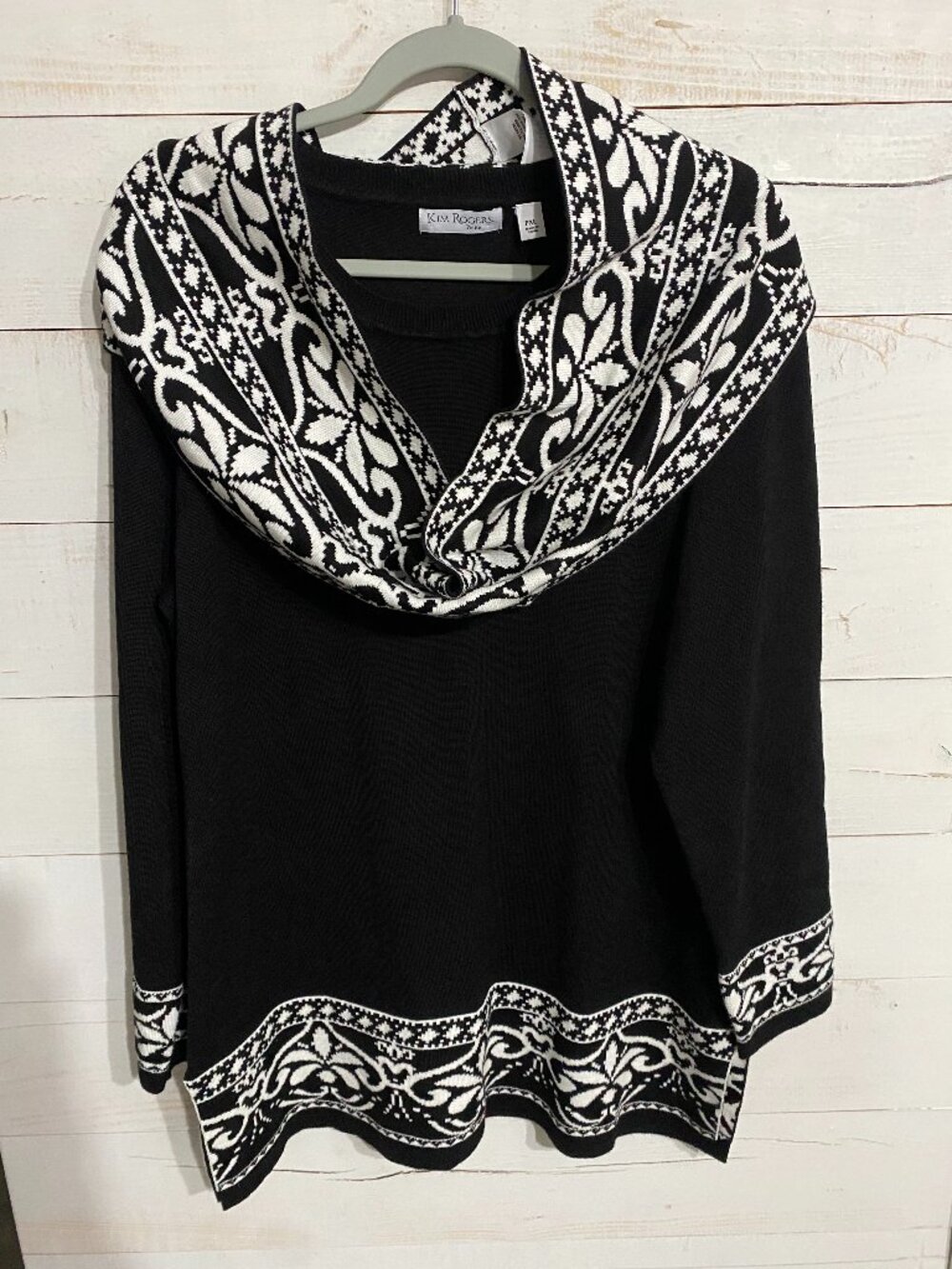 Kim Rogers Petite Fair Isle Infinity Scarf Tunic Sweater, Size PXL